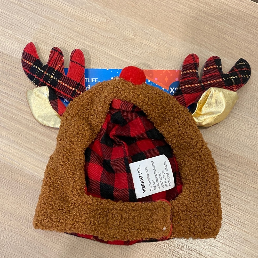 Reindeer Hat with Antlers for Pets